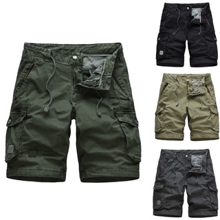 Táctico Cargo pantalones cortos cremallera bolsillo combate Retro Multi-bolsillo moda mono pantalones de cuerda [YoHomie]