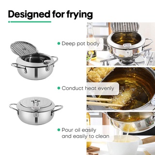 Tempura Deep Fryer, Stainless Steel Deep Frying Pan, Kitchen Tool (5)