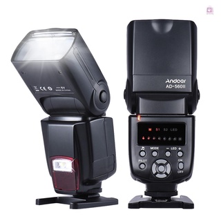 Andoer AD-560II Pro cámara Universal Flash Speedlite On-cámara Flash GN50 w/ luz de relleno LED ajustable con filtros de Color difusor de zapata caliente reemplazo para cámaras Olympus Pentax DSLR (4)