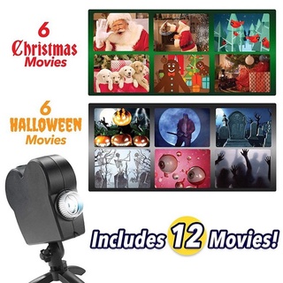 Halloween Christmas Projector Light Pumpkin Festival Projection Movie Animation Atmosphere Light-US Standard (2)
