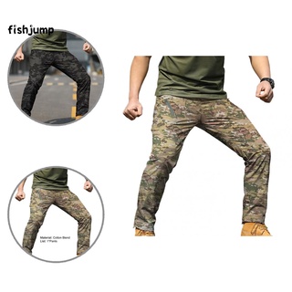 [fishjump] streetwear hombres pantalones multi bolsillos resistentes al desgaste pantalones de carga impermeables para exteriores