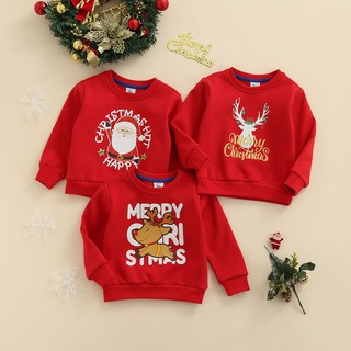 -LZZ- -sudadera De navidad infantil, ciervo Casual, Santa Claus/Antler impresión manga larga cuello redondo jersey
