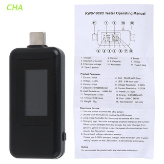CHA 1902C USB C 10 en 1 probador de voltaje medidor de corriente amperímetro Detector tipo C probador