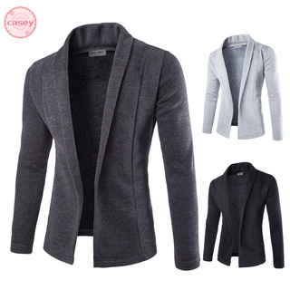Mens Solid Blazer Cardigan Long Sleeve Casual Slim Fit Sweater Jacket Knit Coat (1)