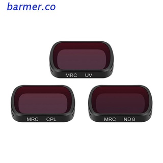 bar2 3xlens kit de filtro circular polarizante lente uv/cpl/nd8 filtro de lente para bolsillo 2/1