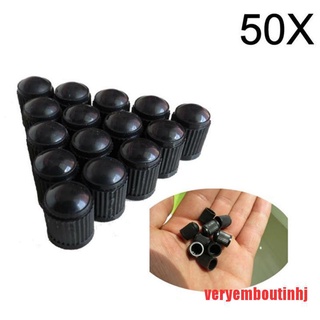 (hhhot+)50 x Black Plastic Car Truck Auto Wheels Tire Valve Stem Cap Lid Air Dust Cover (1)
