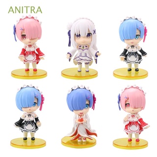 ANITRA 6Pcs/Set Rem Action Figures Statue Miniatures Figure Model Toys Collection Model Dress from Zero Magician Rem Action Figurine Doll Toy