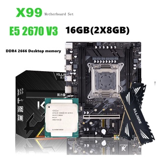 Kllisre X99 base board combo kit XEON E5 2670 V3 LGA 2011-3 CPU 2 uds X 8 Gb = 16 2666 Mhz Memoria DDR4