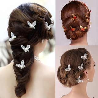 6 piezas mariposa en forma de u horquilla novia headwear boda fiesta accesorios para el cabello