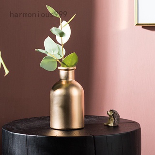 Harmonious999 moderno simple sala de estar porche oro jarrón de vidrio luz de lujo de escritorio arreglo de flores contenedor decoraciones