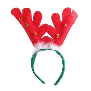 diadema de ciervo reno de navidad con campanas y decoración