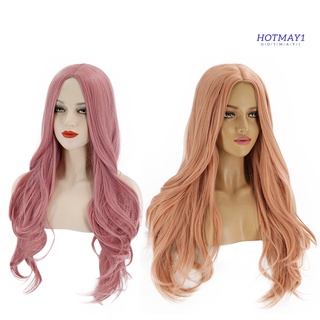 hotmay mujeres resistente al calor pelo largo rizado naranja rosa fiesta peluca extensión peluquero