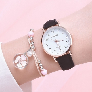 [Reloj + pulsera] Reloj de mujer + Pulsera linda de Sakura Moda simple Estudiante informal (4)