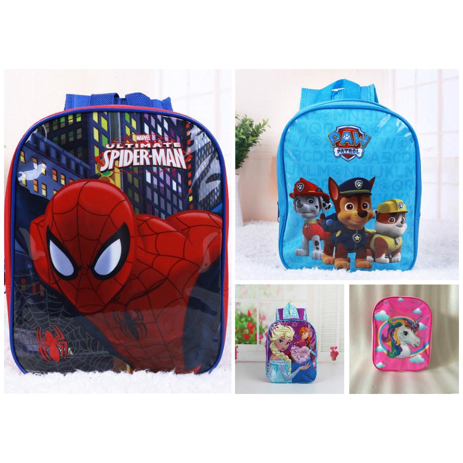 mochila infantil pequeña spiderman unicornio frozen paw bolsa escolar