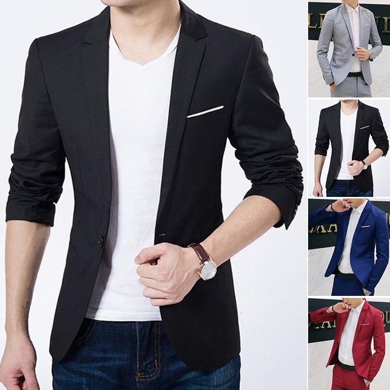 traje abrigo para hombre formal mezclas de algodón negocios un botón outwear nuevo (8)