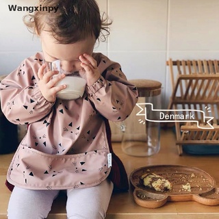 [wangxinpy] bebé niño de manga larga bufanda impermeable arte smock alimentación babero delantal bolsillo venta caliente (8)