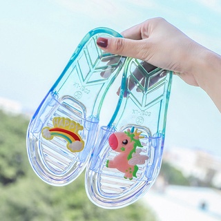 Niñas Zapatillas Pequeñas Cristal Transparente Fondo Plano Chanclas Verano Padre-Hijo Niños Moda Exterior Desgaste Sandalias Anti - (1)