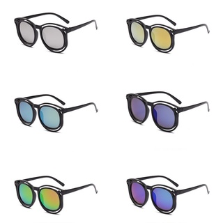 (KIQI-FASHION) Gafas de sol para niños con montura redonda, gafas de sol con protección UV de moda retro, adecuadas para gafas de sol para hombres y mujeres (4)