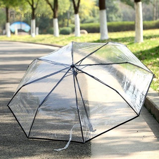 Paraguas transparente plegable de tres pliegues masculino y femenino paraguas soleado pequeño, fresco y engrosado