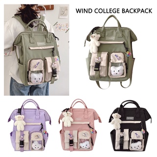 ifashion1 mochila de color hit para mujer, escuela, gran capacidad, mochila con insignia de oso