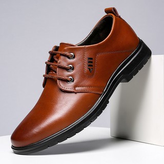 Oxfords otoño nuevo estilo de los hombres casual de negocios zapatos de cuero transpirable suela suave cordones zapatos