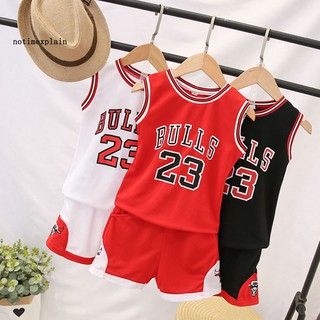 Nombre niño niño Bulls Jordan 23 sin mangas Jersey chaleco pantalones cortos ropa deportiva traje de baloncesto (1)