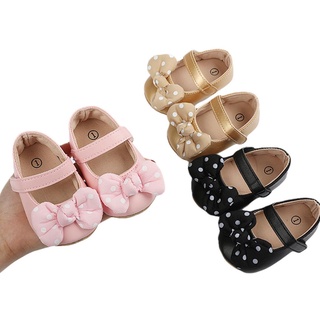 Cht-Baby niñas princesa zapatos de vestir, antideslizante suela suave Mary Jane pisos con lunares arco