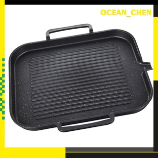 [ocean_chen] Sartén antiadherente para cocina, parrilla, sartén de aleación de aluminio, barbacoa, barbacoa, Camping, Picnic, utensilios de cocina