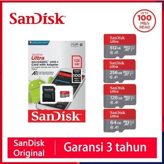 100% Original Tarjeta De memoria Sandisk Ultra A1 tarjeta Sd clase 10 64gb 128gb 256gb 512gb