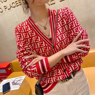 [knit Cardigan] chaqueta de punto de cuello redondo para mujer, ropa suelta, ajuste de Color, bloque de Color, parte superior de manga larga