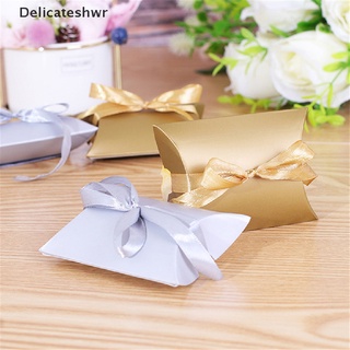 [delicateshwr] 50pcs caja de caramelos de papel kraft almohada forma de boda favor cajas de regalo pastel bolsas de fiesta caliente