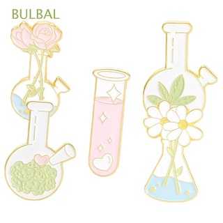 BULBAL 5Pcs Fashion Brooches Exquisite Lapel Pin Enamel Pin Pink Flower Shape Brooch Cute Metal Chemical Test Tube Plant Series Badge