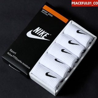 Promotion 5 pares originales de calcetines deportivos unisex Nike (en caja) 100% calcetines informales transpirables de algodón puro peaceful01_co