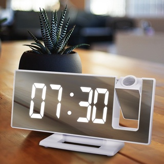 Reloj De Alarma De Proyección 3D Radio Digital Con Cargador USB 18CM Espejo Grande Pantalla LED Despertador Automático Atenuador