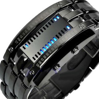 hombres mujeres creativo de lujo digital led relojes pulsera fecha binario impermeable 30m electrónica militar reloj de pulsera relogio mascul