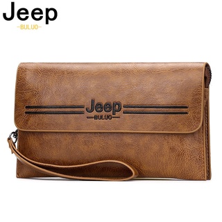 jeep buluo marca embragues bolsos de los hombres bolso para teléfono de alta calidad pu negro pluma carteras macho largo marrón ranuras de tarjetas nueva bolsa