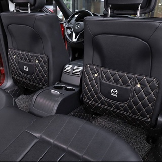 Xingfan xingfan asiento de coche trasero Anti Kick Pad Universal de cuero Auto asiento Protector de respaldo cubierta bolsillo de almacenamiento para Mazda BT-50 Mazda3 CX3 CX9 CX5 CX8 Mazda6 MX-5 CX30