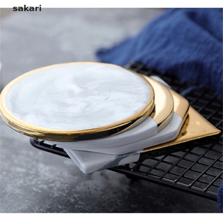 [sakari] posavasos de cerámica estilo europa grano de mármol chapado en oro alfombrillas almohadillas antideslizantes [sakari]