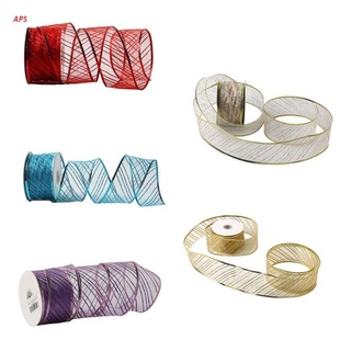 Aps 50 yardas/rollo de purpurina transparente con cable de Organza de navidad cinta para boda fiesta decoración DIY artesanía embalaje