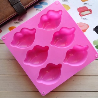 6 agujeros 3d boca labios en forma de silicona molde para hornear mousse pastel forma de jabón molde de silicona para jabón gelatina molde cubo de hielo estético (5)