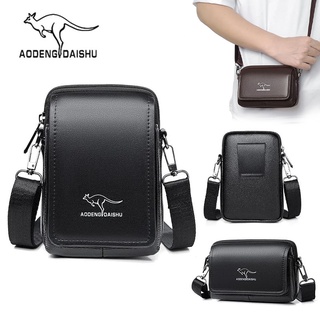 7 inches belt bag leather small mini sling bag for men shoulder Mobile phone bags fanny pack men 014