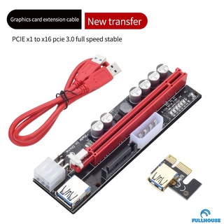 New PCI-E Pcie Riser LED Riser PCI Express Adapter 6Pin SATA Adapter Card SATA to USB 3.0 Cable 1X 16X for BTC Miner fullhousee (1)