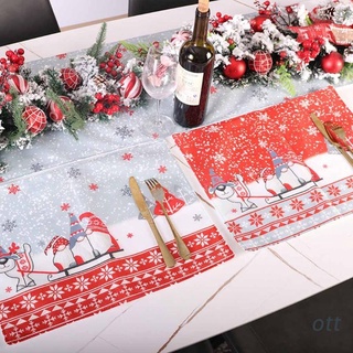 ott. santa gnome alce mesa de navidad manteles rectangulares de navidad alfombrillas lavables invierno vacaciones mesa de comedor mantel individual