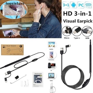 leesisters 3 en 1 usb limpieza de oídos endoscopio visual earpick con cámara hd otoscopio limpiador co