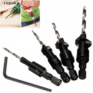 Cupuka 4Pcs 5 Flutes HSS Countersink Drill Bit Set Woodworking Carpentry Tool 6-12# CO