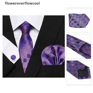 fcco 3 piezas set nuevo hombre corbata bolsillo cuadrado y gemelos sólido hanky formal corbata nuevo
