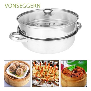 VONSEGGERN 1Pc Stockpot Silver Double Boilers Steam Pot Soup Steaming Pot Cookware Universal Double Layers Stainless Steel 28cm Cooking Boiler