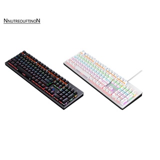 leaven k880 teclado mecánico para juegos led rgb arco iris retroiluminado con cable para windows pc (104 teclas) negro