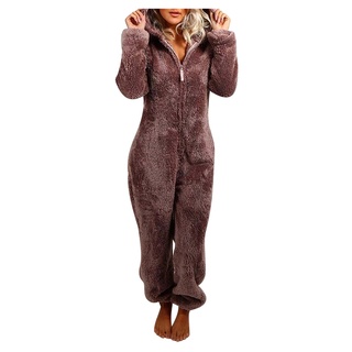 mujer manga larga con capucha mono pijamas casual invierno caliente rompe ropa de dormir (2)