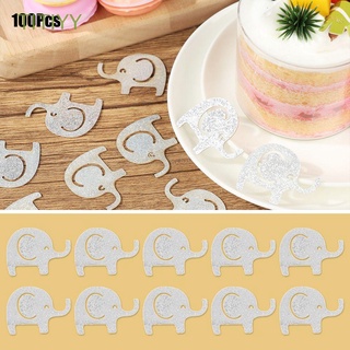 TITIYY 100Pcs Decorations Elephant Paper Cutouts Supplies Baby Shower Elephant Confetti Party Silvery Theme Birthday Table